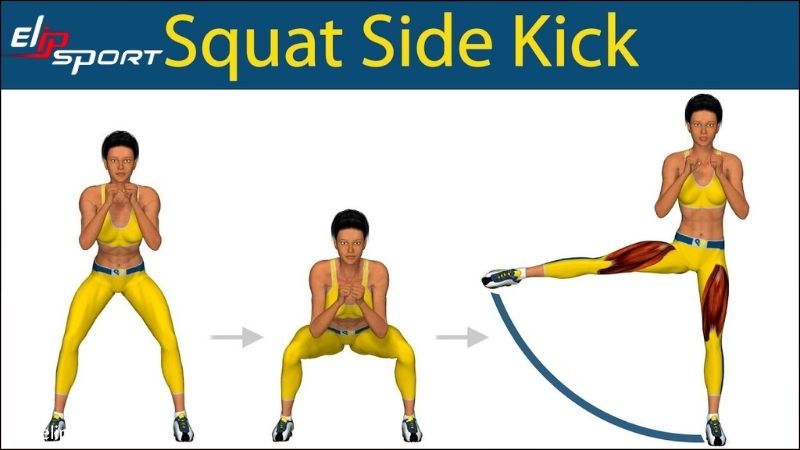 Bài tập Squat Side Kick giúp bạn đốt cháy lượng mỡ thừa, săn chắc vùng mông