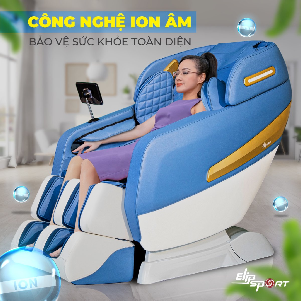 ghế massage elip ion âm