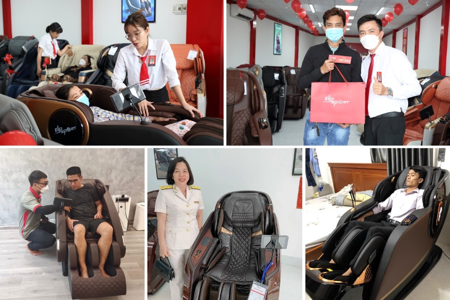 khách hàng đến ghế massage Hà Nội