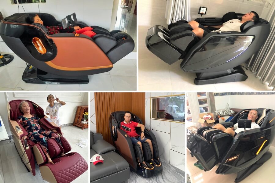 Hình ảnh khách hàng tại Thái Nguyên dùng ghế massage Elipsport tại nhà