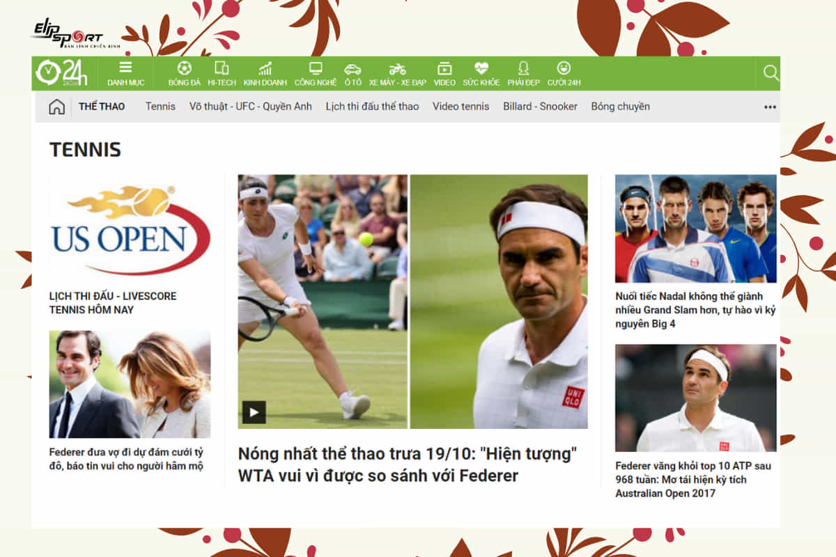Trang web 24h.com.vn xem tennis trực tiếp