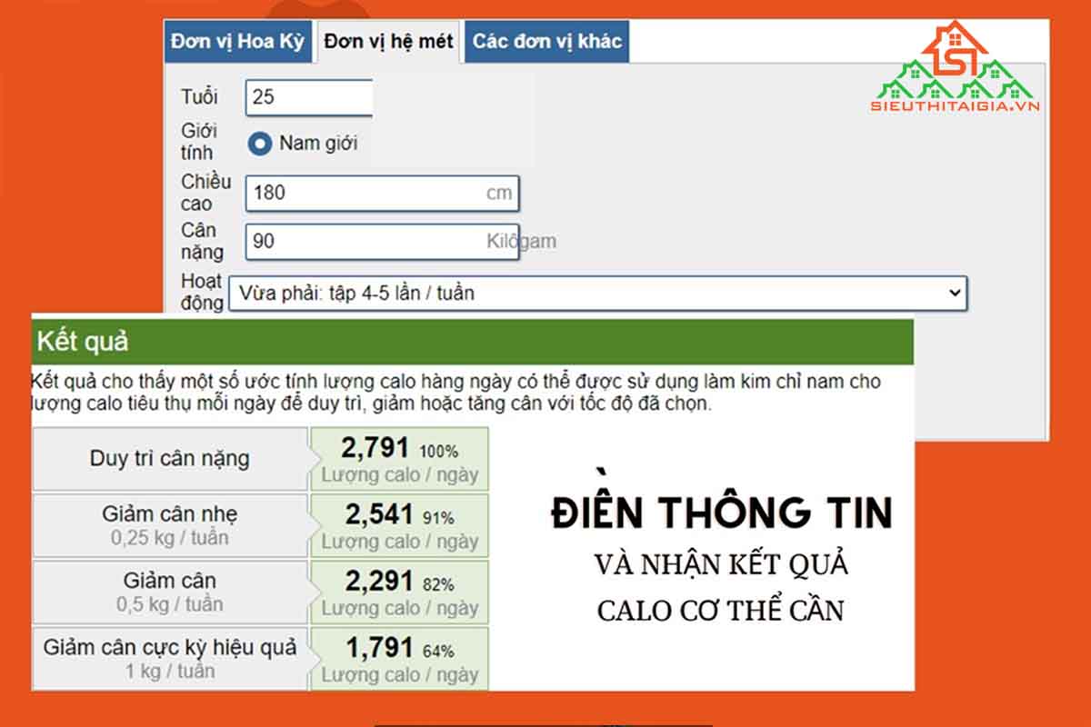 1 ngày cần bao nhiêu calo