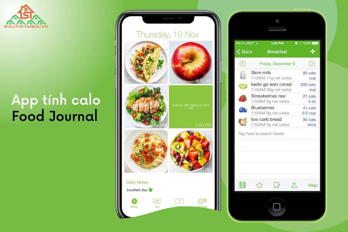 App tính lượng calo Food Journal