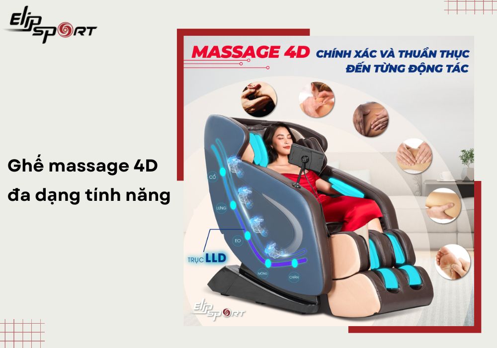 Ghế massage 4D đa dạng tính năng