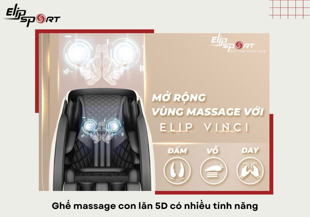 Ghế massage con lăn 5D có nhiều tính năng