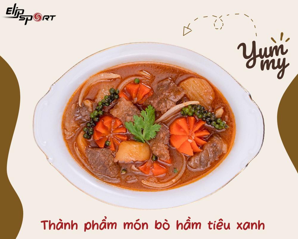 Thành phẩm món bò hầm tiêu xanh