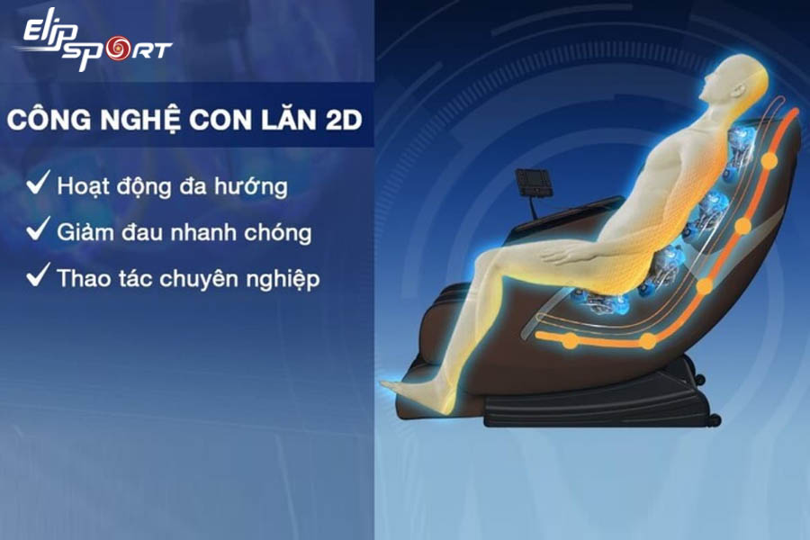 con lăn trên ghế massage
