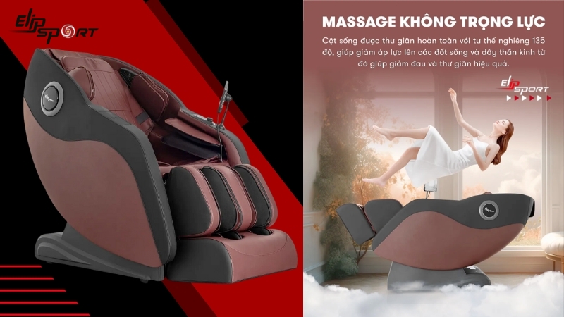 Ghế massage không trọng lực giúp thư giãn hoàn toàn