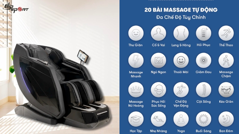 Bài tập massage tự động là các dạng bài tập được cài đặt trên ghế massage