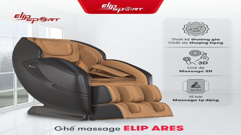 Ghế massage ELIP Ares được hãng trang bị da ghế cao cấp, êm ái, chuẩn phong cách thượng lưu