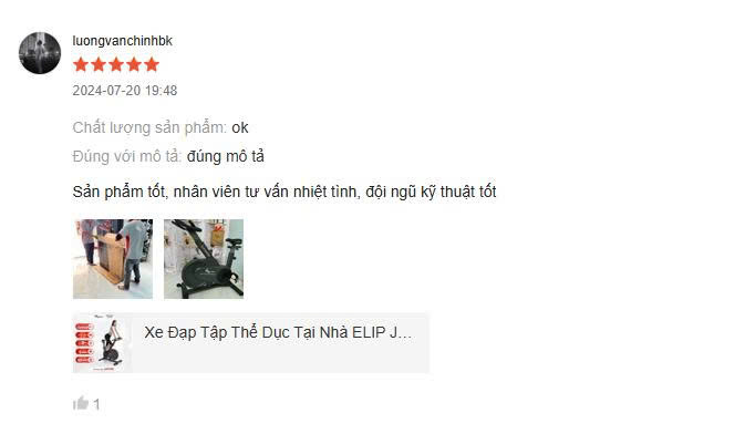 Đánh giá của khách hàng trên sàn thương mại điện tử Elipsport