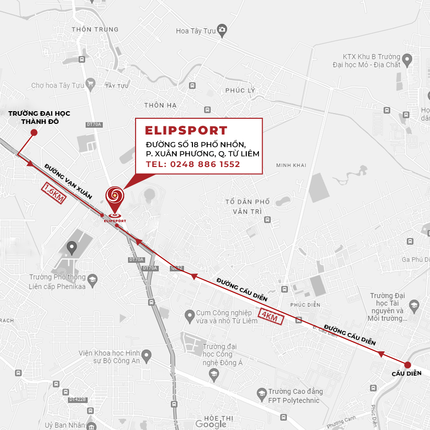 Bản đồ chi nhánh  Elipsport Nam Từ Liêm