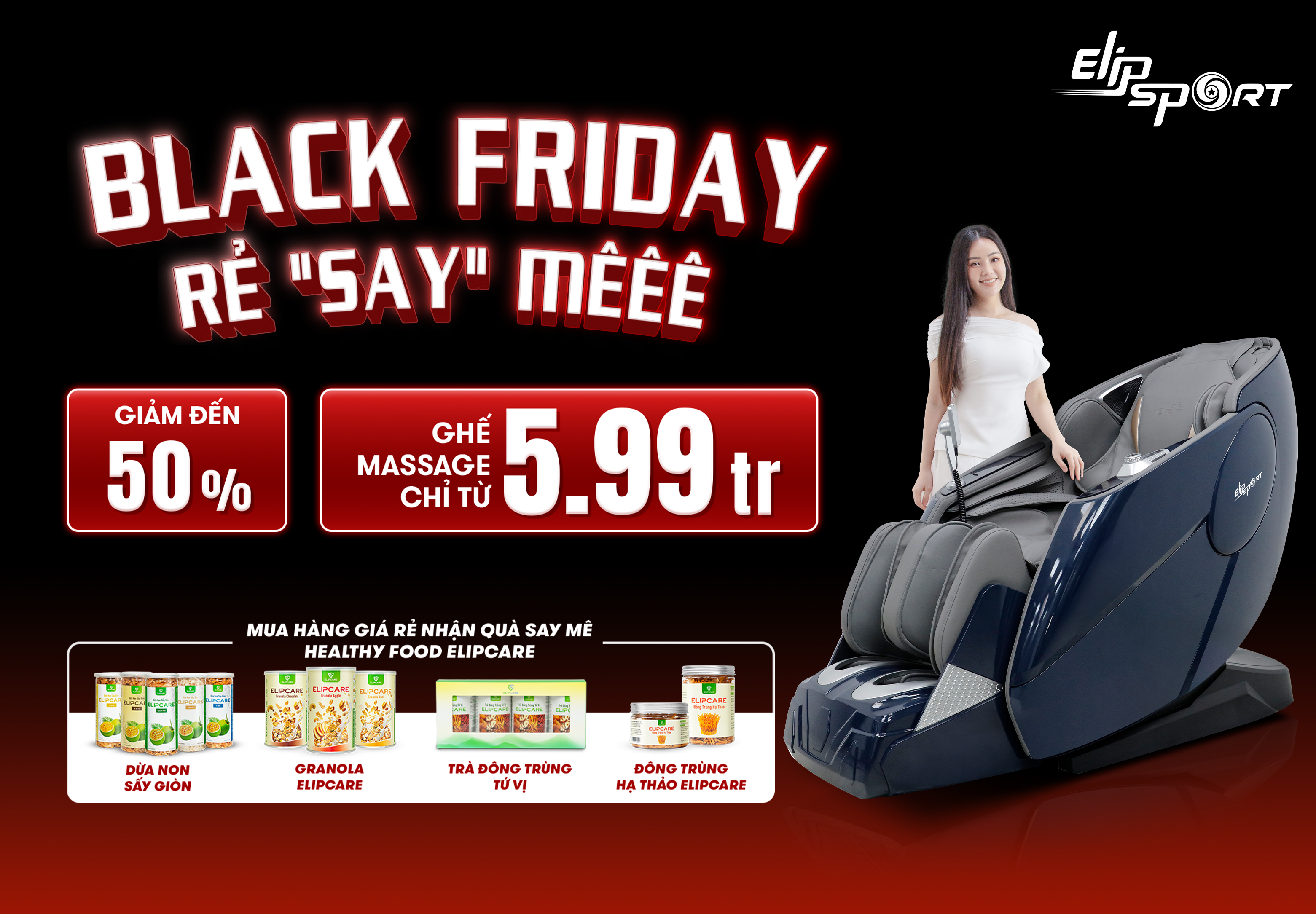 BLACK FRIDAY - RẺ “SAY” MÊ: GIẢM ĐẾN 50%, GHẾ MASSAGE GIÁ CHỈ TỪ 5TR99