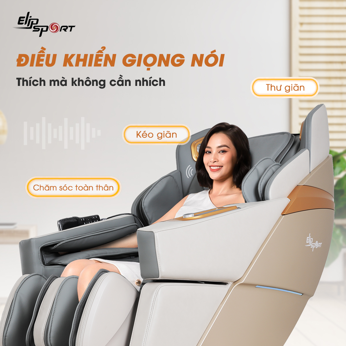 ghế massage elipsport điều khiển bằng giọng nói