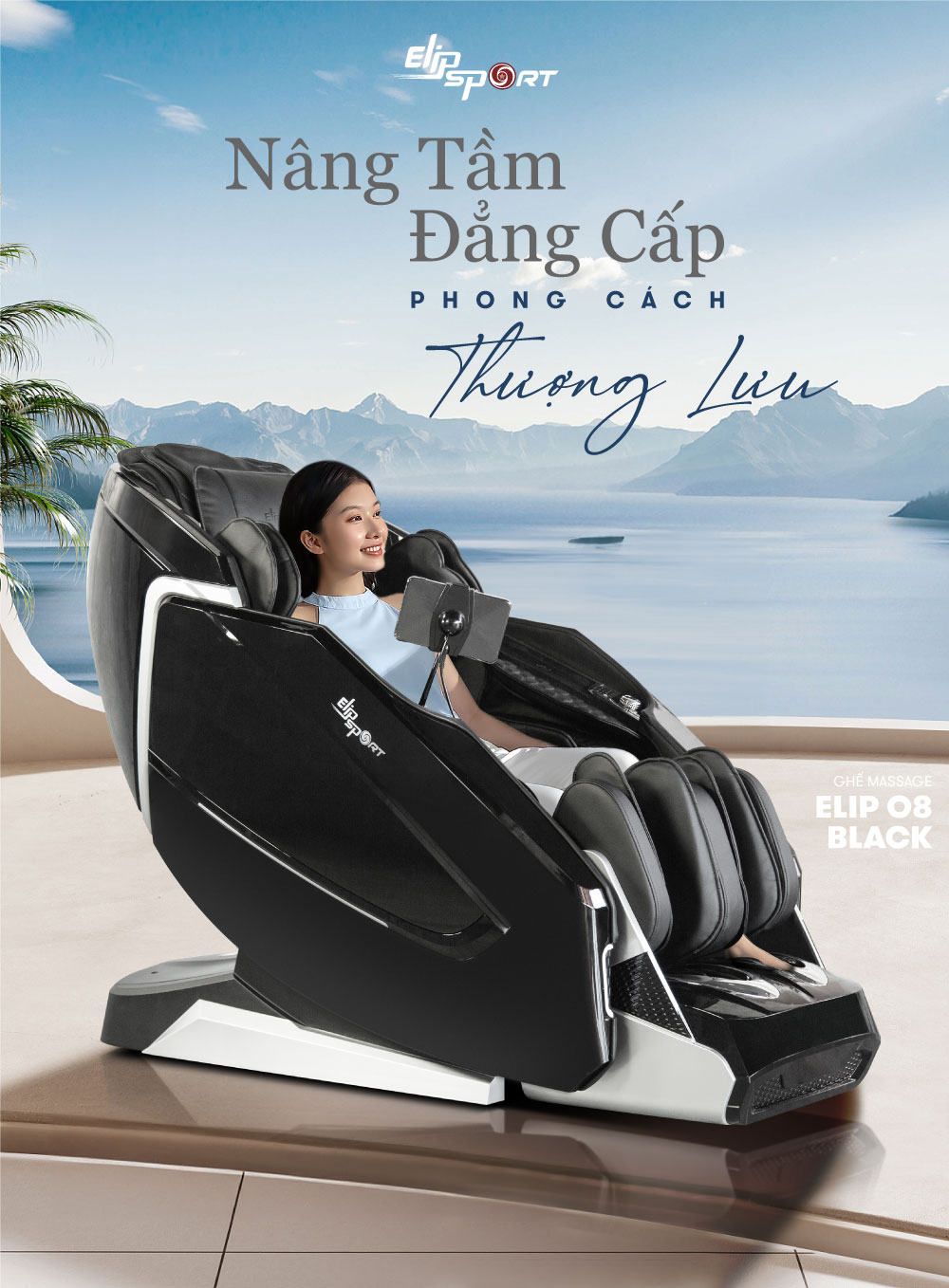 ghế massage elip o8 black 
