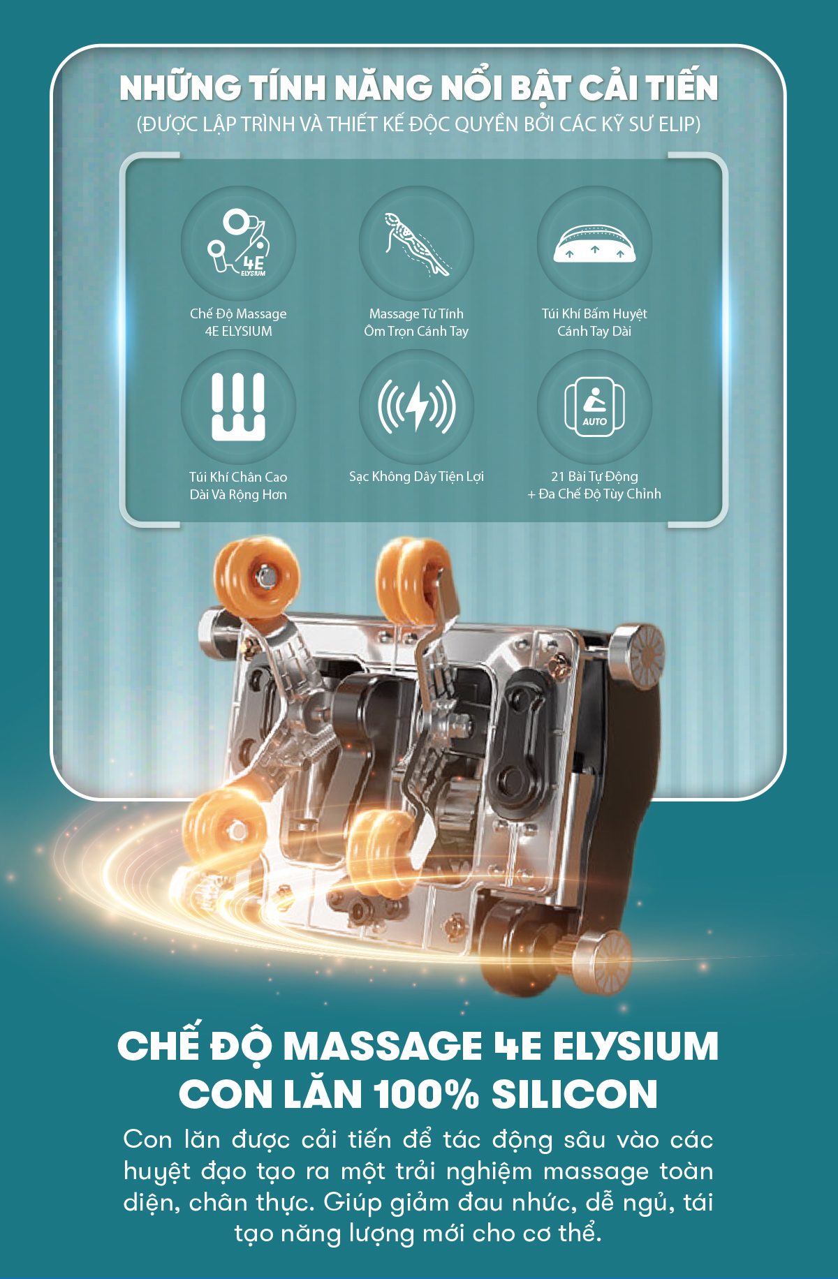 ghế massage elip e3 new sạc không dây