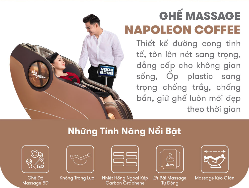 ghế massage elip napoleon coffee
